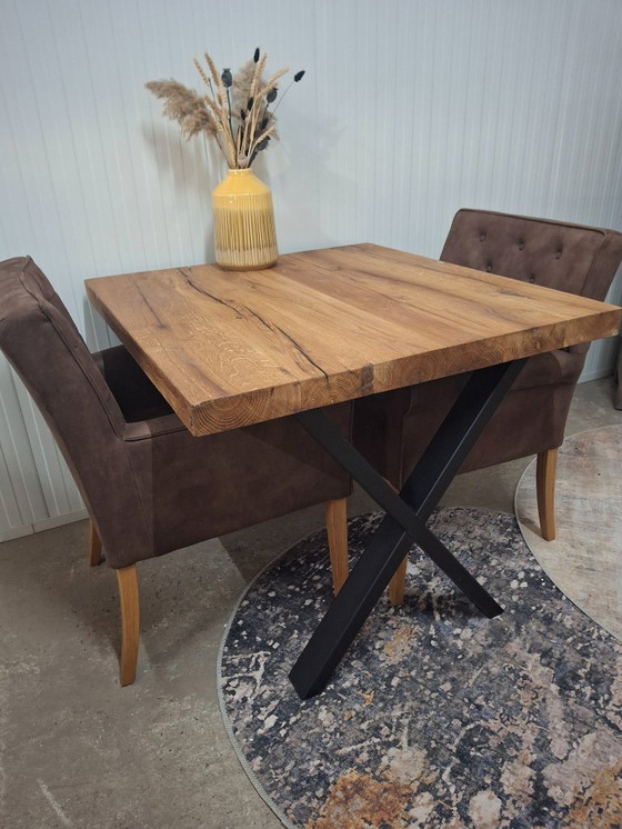 Image 1 of Robust Dining Table Made of Oak Wood 100x95 cm, New