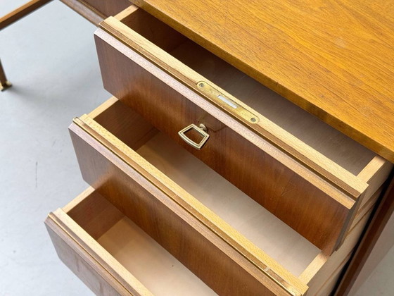 Image 1 of Walnut desk with brass details, 1960s