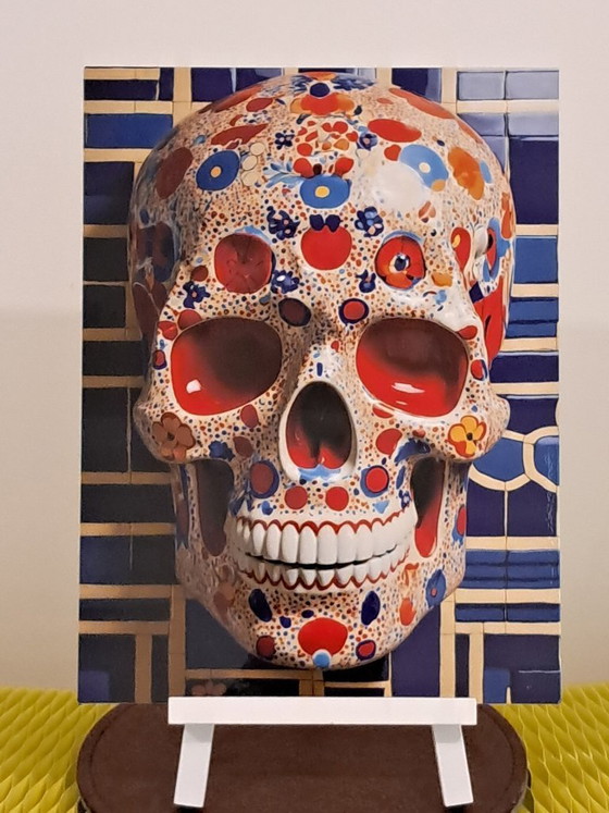 Image 1 of DEAD HEAD – Red Hot Skull – Giclée-Druck auf Aluminiumplatte