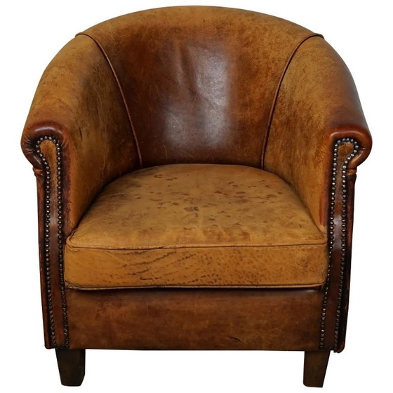 Image 1 of Vintage Nederlandse cognackleurige leren clubfauteuil