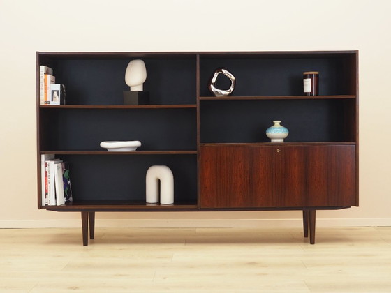 Danish rosewood veneered bookcase with bar cabinet, Vemb Møbelfabrik, 1970s, High Boards, Black (photo 2 of 21)
