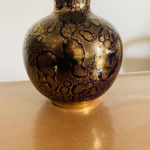 Blue and gold porcelain vase, Jean Mazeaud & Faverot, Ateliers JMF Sèvres
