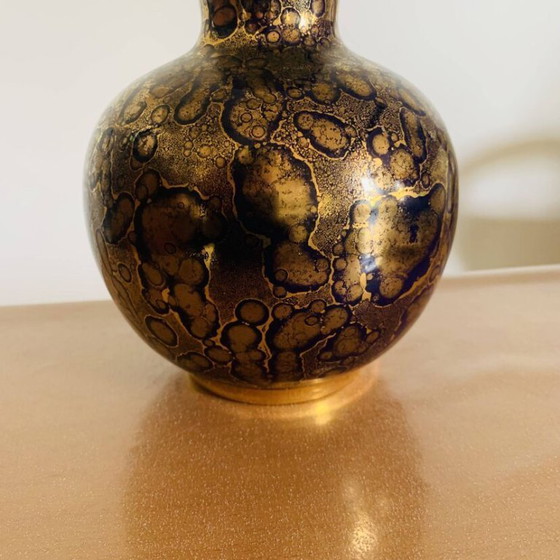 Image 1 of Blue and gold porcelain vase, Jean Mazeaud & Faverot, Ateliers JMF Sèvres