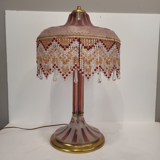 Image 1 of Lámpara De Mesa, Firmado Suberville, Art Nouveau, Vidrio Doblado Y Grabado Al Ácido, S. Xx – Francia