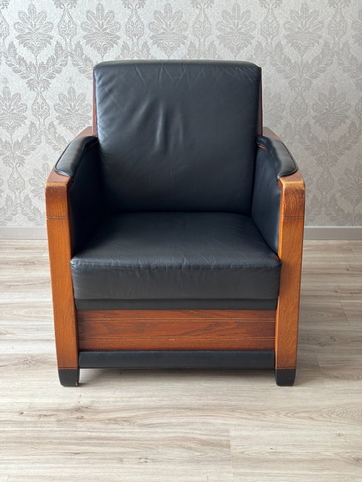 Fauteuil Schuitema Art Deco (Decoforma) - Meuble design vintage en bon état, Warm brown/black