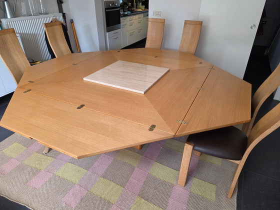 Mesa Cirkante + 8 sillas – Van den Berghe Pauvers, Conjuntos de comedor, Cuero (photo 6 of 7)