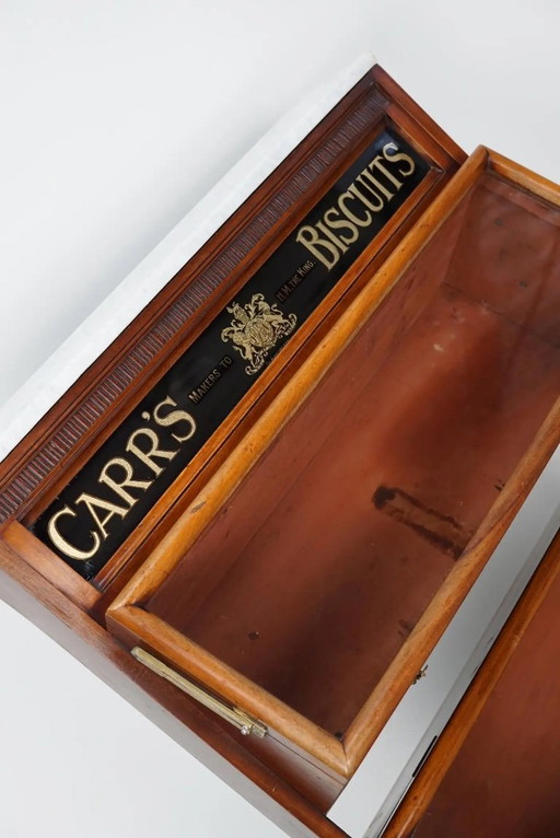 Victorian Carr's Biscuits display cabinet/shop cabinet in hardwood, 19th century