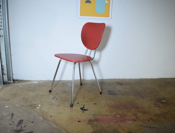 Image 1 of Red 1950s Accent Chair Chrome Kitchen Chair Vintage Mid Century Chair