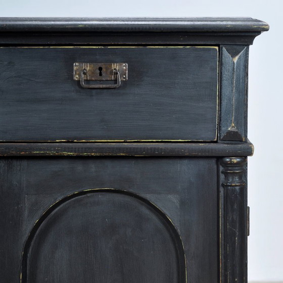 Credenza in pino con 5 cassetti, circa 1900 – Credenze, Wood, Brass, Vintage (photo 7 of 12)