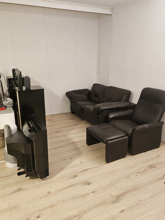 Image 1 of 1970s De Sede Lounge Set: DS-17 2-Seater & DS-55 Armchair with Ottoman