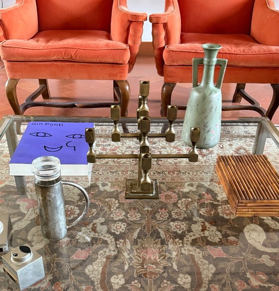 Image 1 of Candélabre sculptural moderne à 9 lumières en laiton massif, Lars Bergsten, Gusum Suède 1992