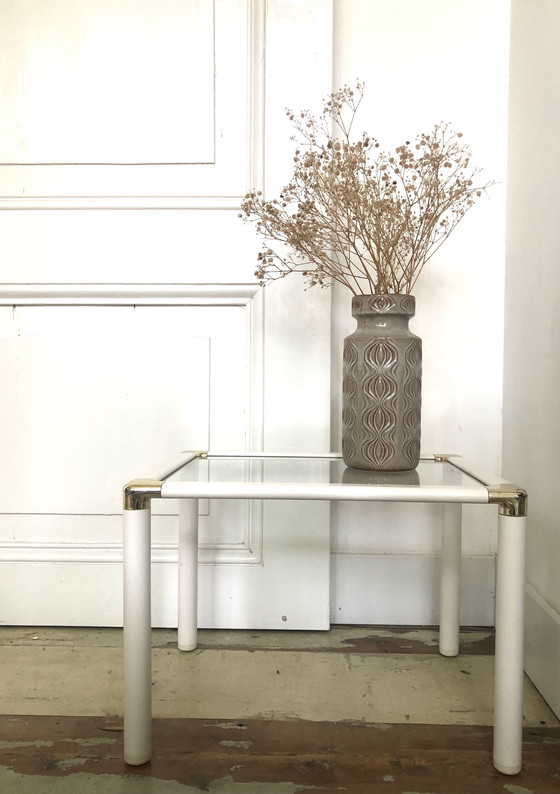 Image 1 of Post modern side table/plant table white plastic