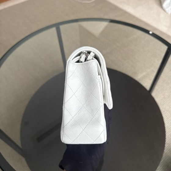 Image 1 of Chanel Classic Flap Medium - Caviar Quilted White Silver Hardware Series 18