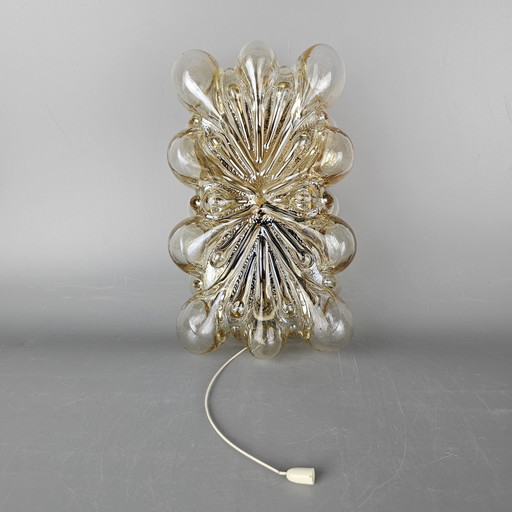 Vintage glass bubble wall lamp by Glashutte Limburg. Design by Helena Tynell. Glass and brass. 1960, Germany.