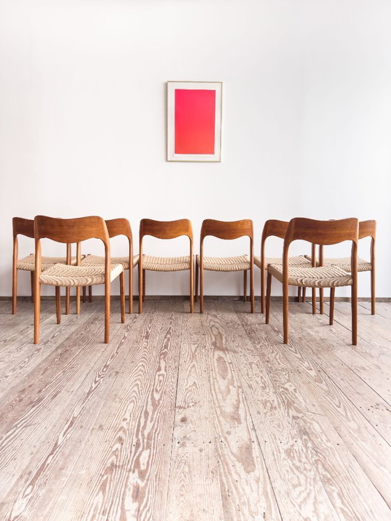 Image 1 of Niels O. Møller Modell 71 Esszimmerstuhl, 8er-Set für J.L. Mollers, 1951