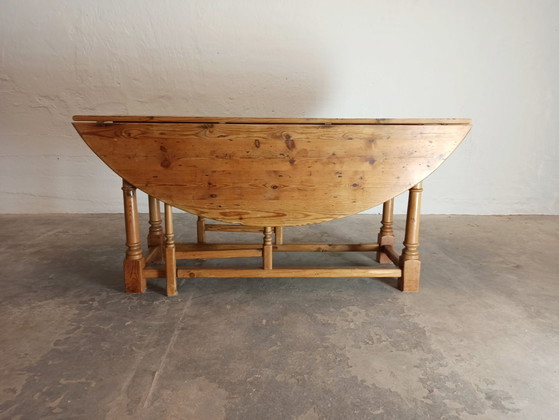 Image 1 of Vintage pine gateleg drop leaf dining table 