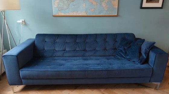 Image 1 of Dark blue designer sofa 240cm, one of a kind