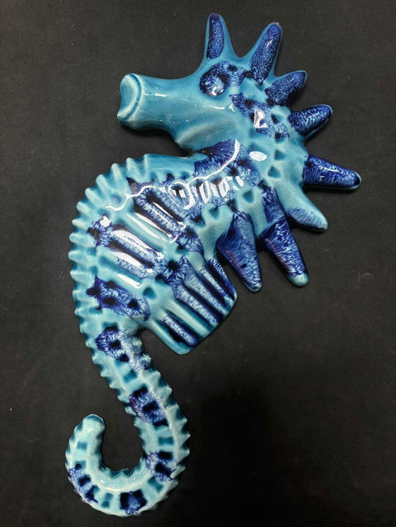 Image 1 of Zeepaardjes decoratie, patina blauwe muurdecoratie, kunst, kustdecoratie, aquablauwe keuken, strand