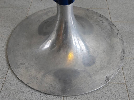 Image 1 of PAIRE DE TABOURETS DE BAR VINTAGE 1970 SIMILI-CUIR BLEU & ALUMINIUM DLG KNOLL