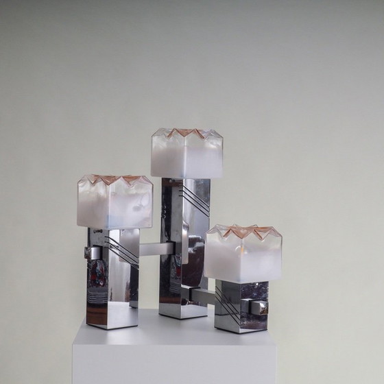 Image 1 of Tafellamp met Murano glazen kappen van Gaetano Sciolari