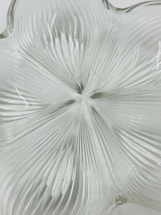 Image 1 of Art Deco molded glass dish with flower