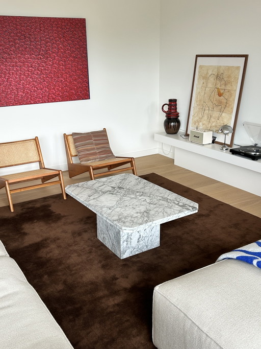 Vintage Carrara marble coffee table, Italy 1980s 