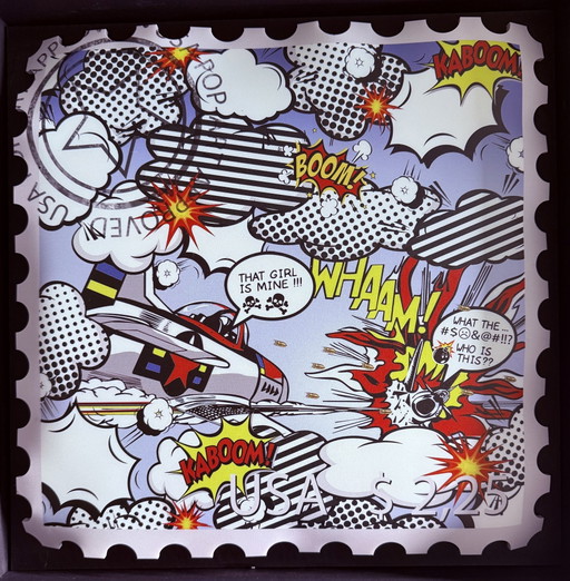 Ad Van Hassel: “Francobollo d'arte di lusso, omaggio a Roy Lichtenstein”.