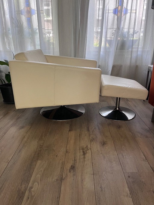 BoConcept armchair with footstool - white leather