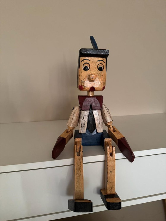 Handgefertigter Pinocchio aus Holz – Bunte Figur – 44 cm – Dekorative Objekte, Wood (photo 5 of 5)