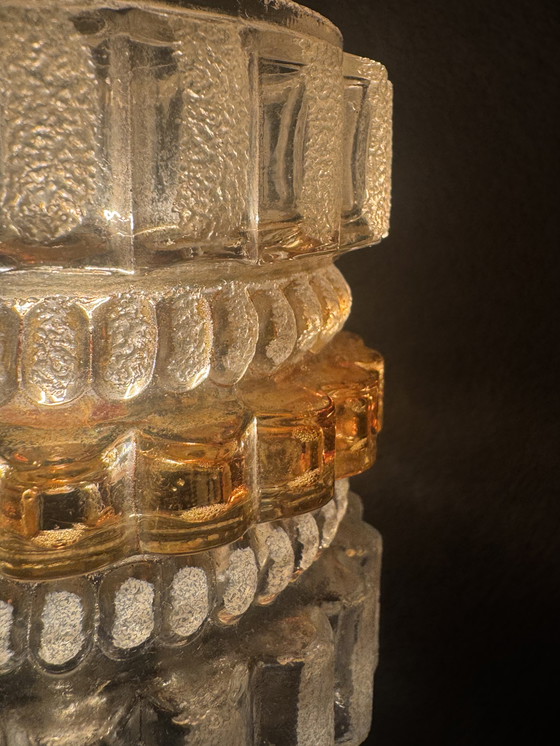 Image 1 of Vintage wall lamp with glass and wood