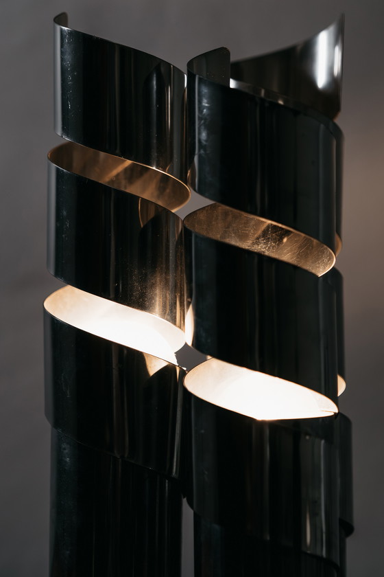 Image 1 of LAMA Italy 1970s Chromed Steel Spiral Design Table Lamp