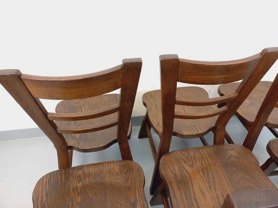 Image 1 of Set of 6 vintage brutalist oak chairs from the 1950s
