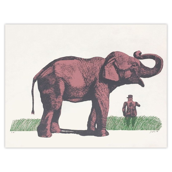 Image 1 of Antonio SEGUI Elefante y General Serigrafia firmata 1973