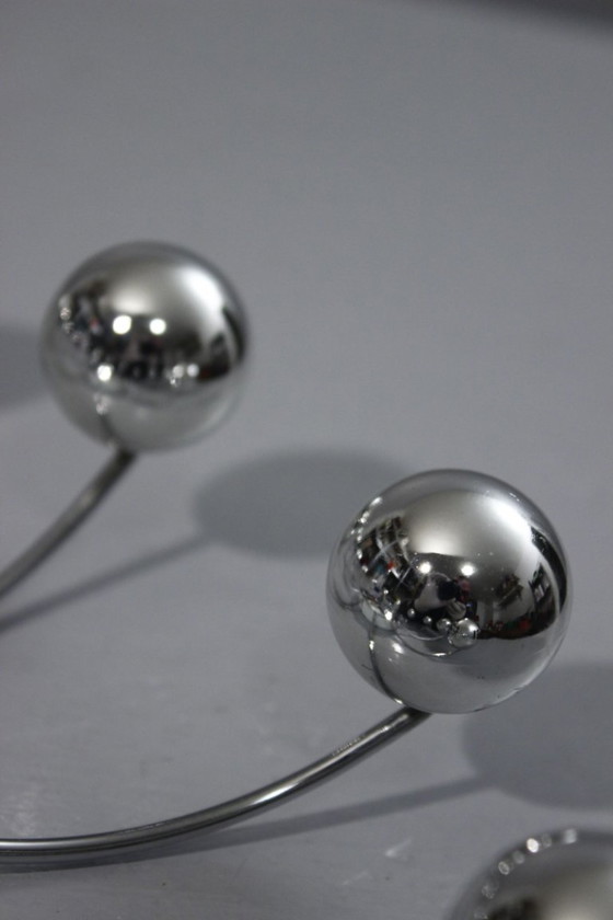 Image 1 of Horloge pendule murale vintage Karlsson Spider Clock design Sputnik chrome