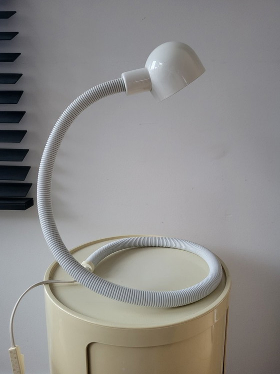 Image 1 of Lampe serpent ou cobra vintage, Happylight, années 80, blanche, Pays-Bas