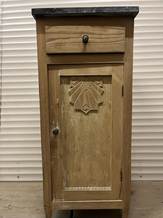 Beautiful antique French bedside table with a marble top – Nightstands, Wood (photo 3 of 5)