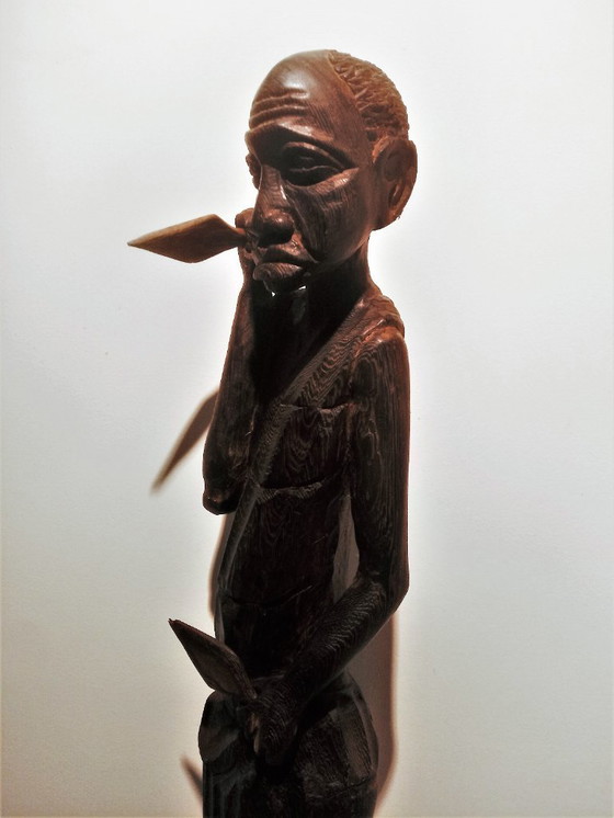 Image 1 of Statues africaines de grands et petits chasseurs/guerriers