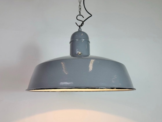 Image 1 of Lampada a sospensione industriale in smalto grigio, anni '60
