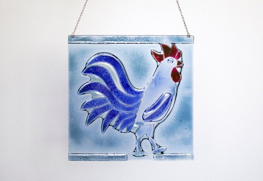 1x Vintage-Glasfenster-Hängeleuchte mit Hahn - Blau - Sonnenfänger – glaskunst, Metal (photo 2 of 5)