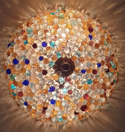 Grande lampe de plafond en verre de Murano en forme de grappe de raisin (37 cm).