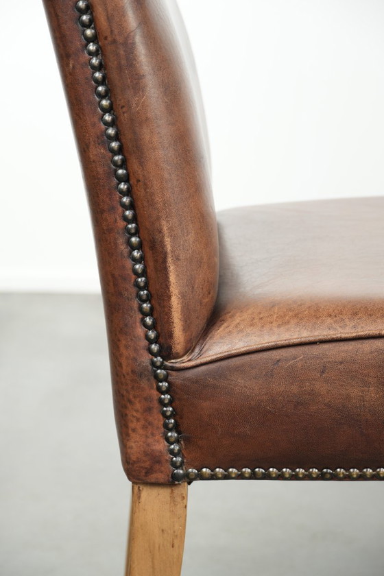 Image 1 of 6 chaises de salle à manger vintage en peau de mouton avec dossier haut