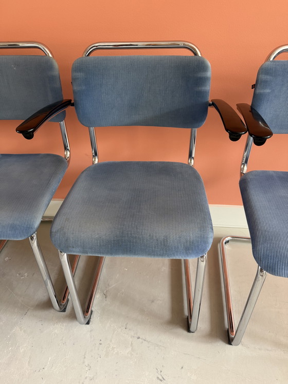 Image 1 of 6 chaises longues originales Gispen Dutch Originals – 4 x 101L + 2 x 201L avec accoudoirs