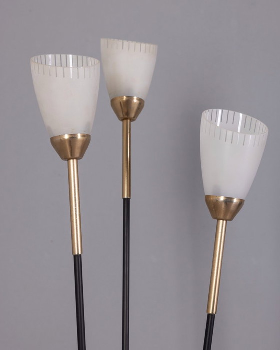 Image 1 of LAMPADA DA TERRA VINTAGE ANNI 60 TRE LUCI IN VETRO DESIGN ITALIANO