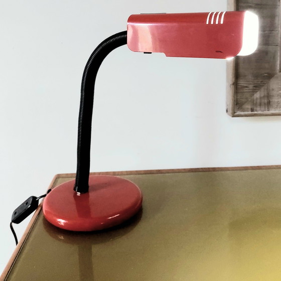Image 1 of Lampada da scrivania italiana rossa anni '70 di Targetti
