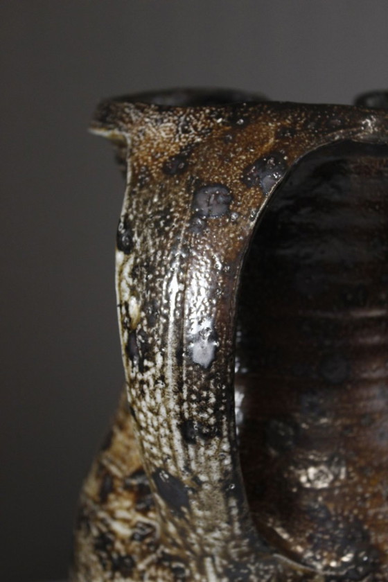 Gustave Tiffoche - Impressive stoneware pyrite pitcher, wood-fired, France, 1960s – Vases, Ceramic (photo 8 of 13)