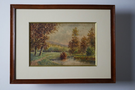 Image 1 of François-Joseph GIROT. Autumn Landscapes. Pair of framed watercolors.