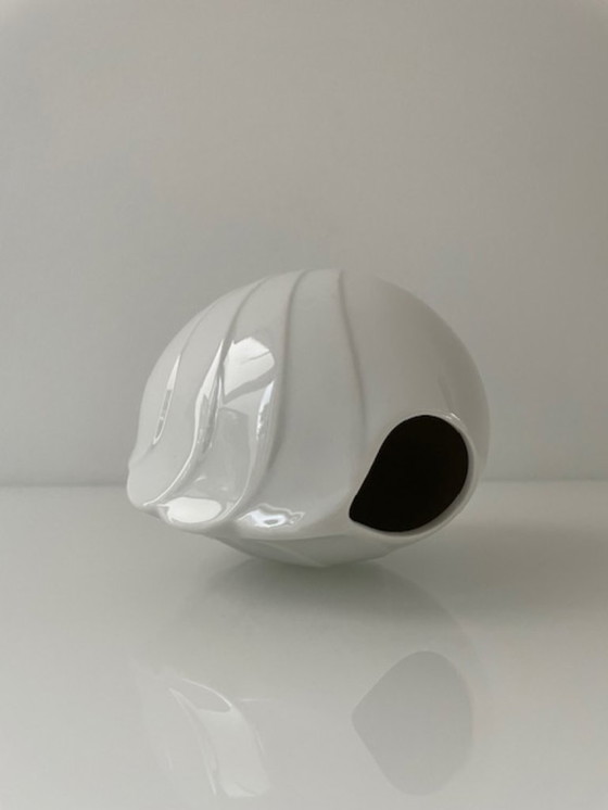 Image 1 of Vintage West German porcelain vase with wave relief