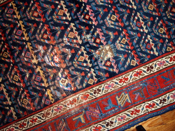 Image 1 of Handmade antique Persian Kurdish distressed runner 3.4' x 12.3' (103cm x 375cm) 1900s - 1B442