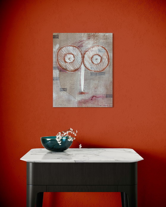 Image 1 of Robert Detheux "Visage aux petites annonces" Gemälde von 1980