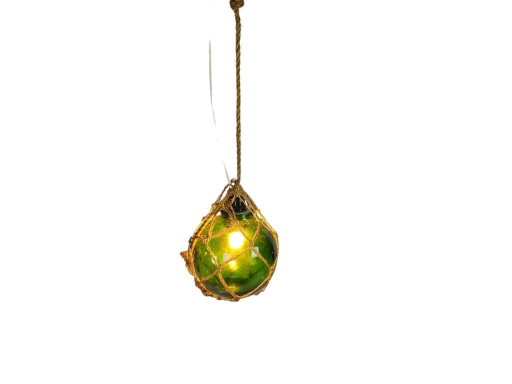 Lampada a sospensione vintage a forma di palla da pescatore in vetro (o galleggiante in vetro) degli anni '60.